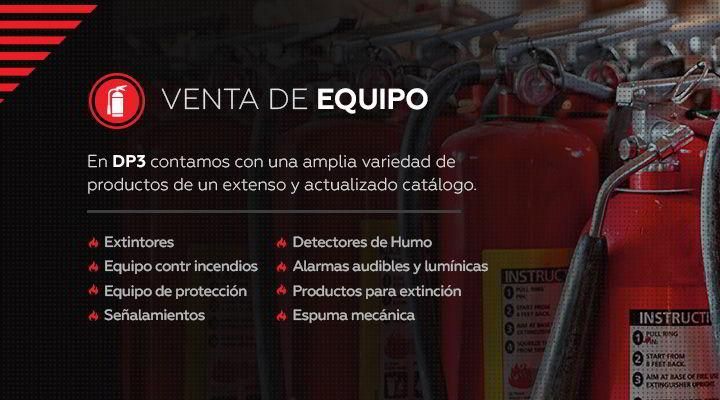 Una imagen de extintores con las palabras venta de equipo en la parte inferior