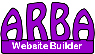 The logo for abba website builder is purple and white.