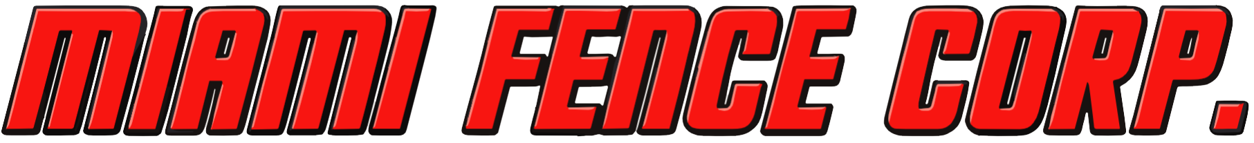 A red miami fence corp. logo on a white background