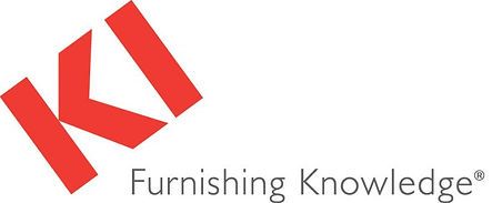 A red and white logo for a company called furnishing knowledge.
