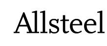 A black and white logo for allsteel on a white background.