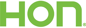 A green logo for a company called hon on a white background.