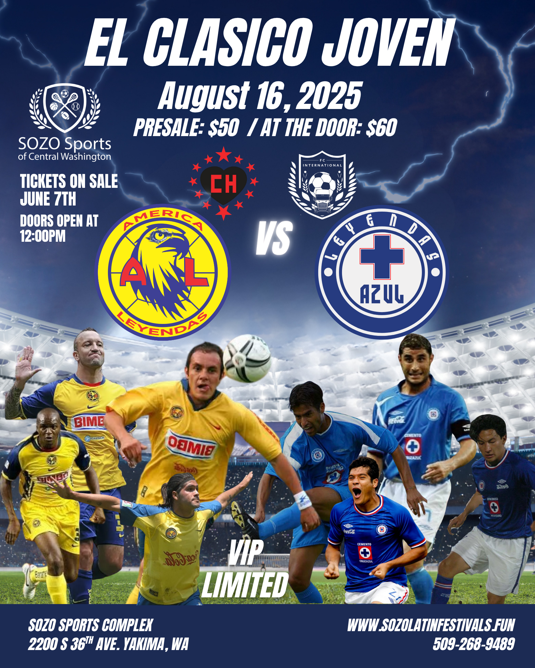 A poster for a soccer game between el clasico joven and azul