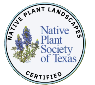 Circle logo: Native Plant Society of Texas; Bluebonnets, text 