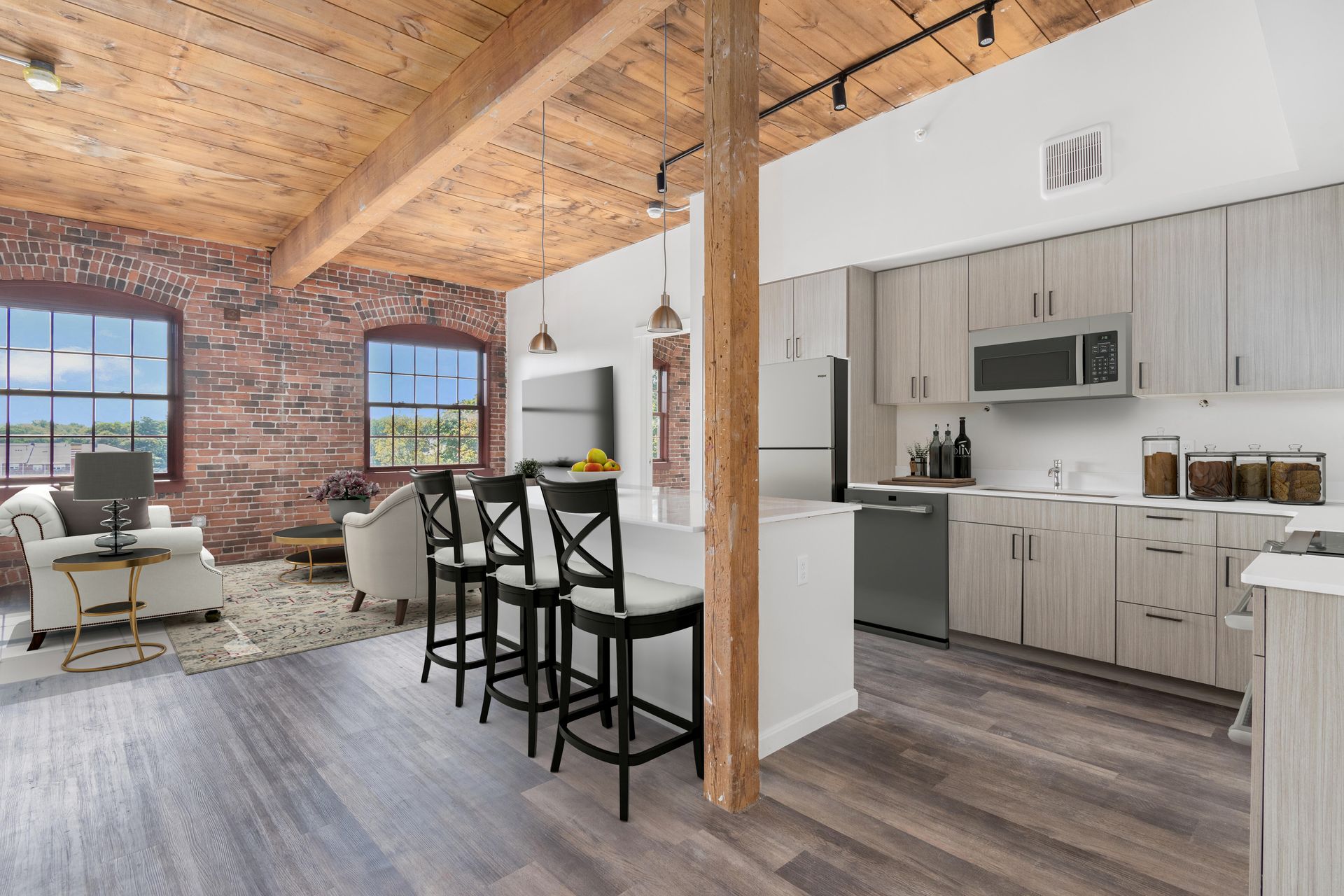 Kitchen with Breakfast Bar at The Artemis at Arlington Heights