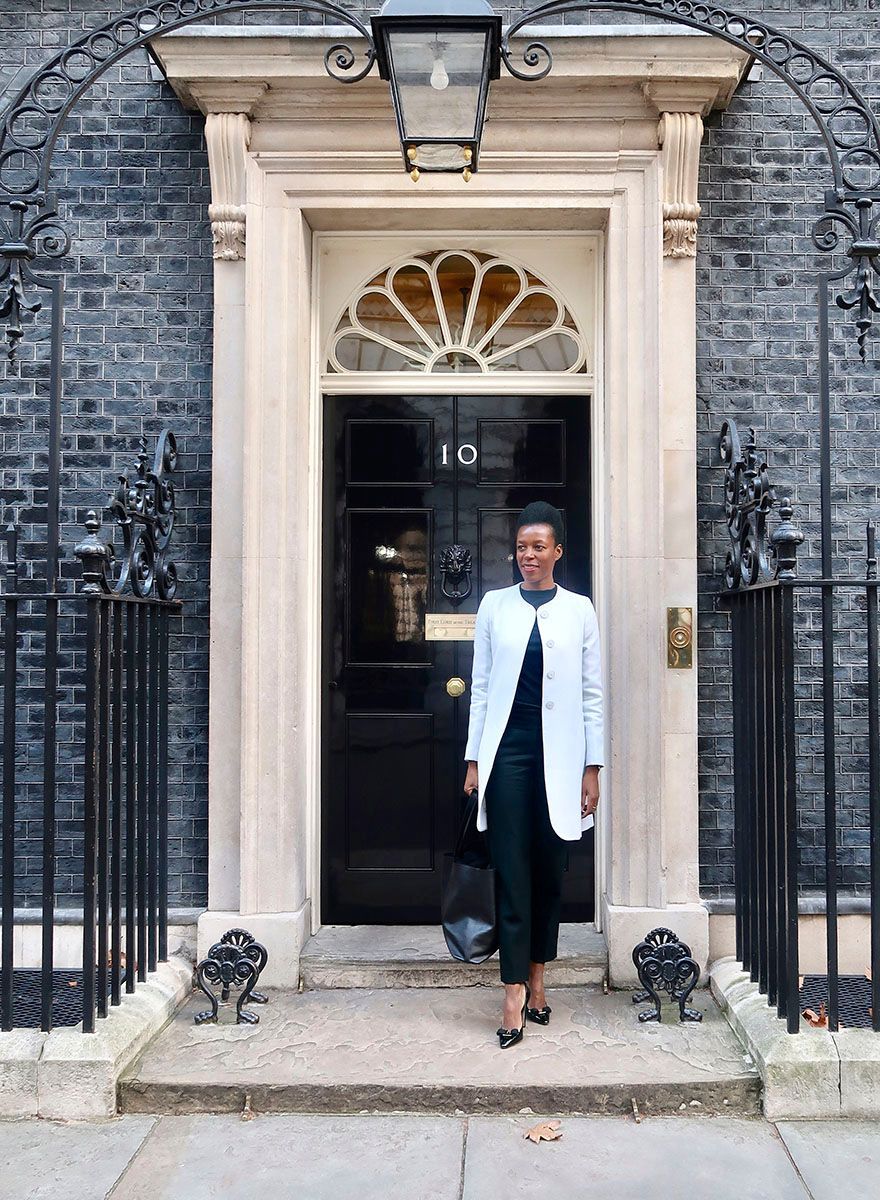 Elizabeth Nyamayaro at 10 Downing in London, UK