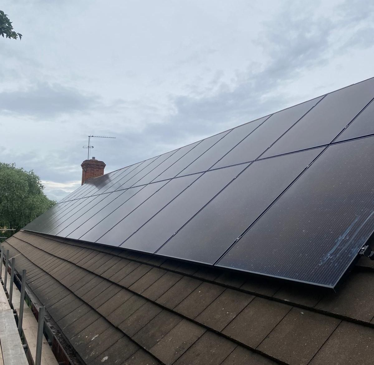 Solar panel on domestic roof
