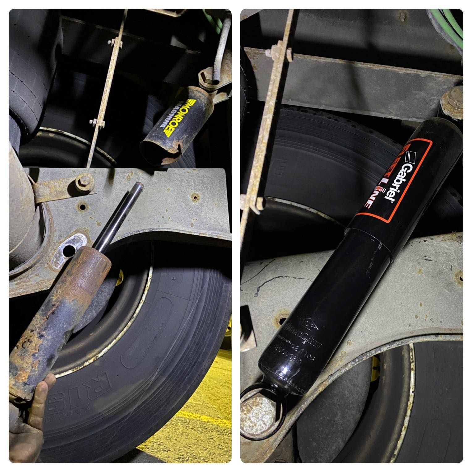 A close up of a shock absorber on a car