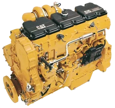 A yellow cat engine on a white background