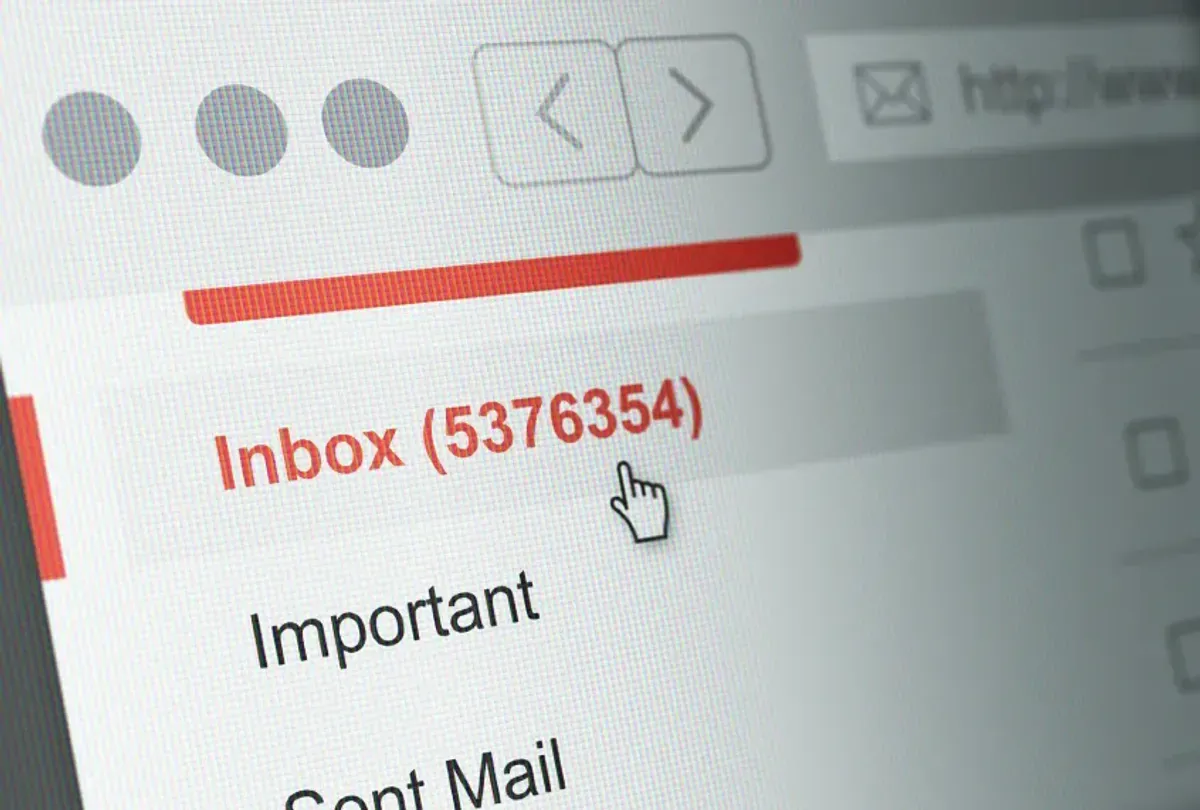 A close up of a computer screen showing the inbox