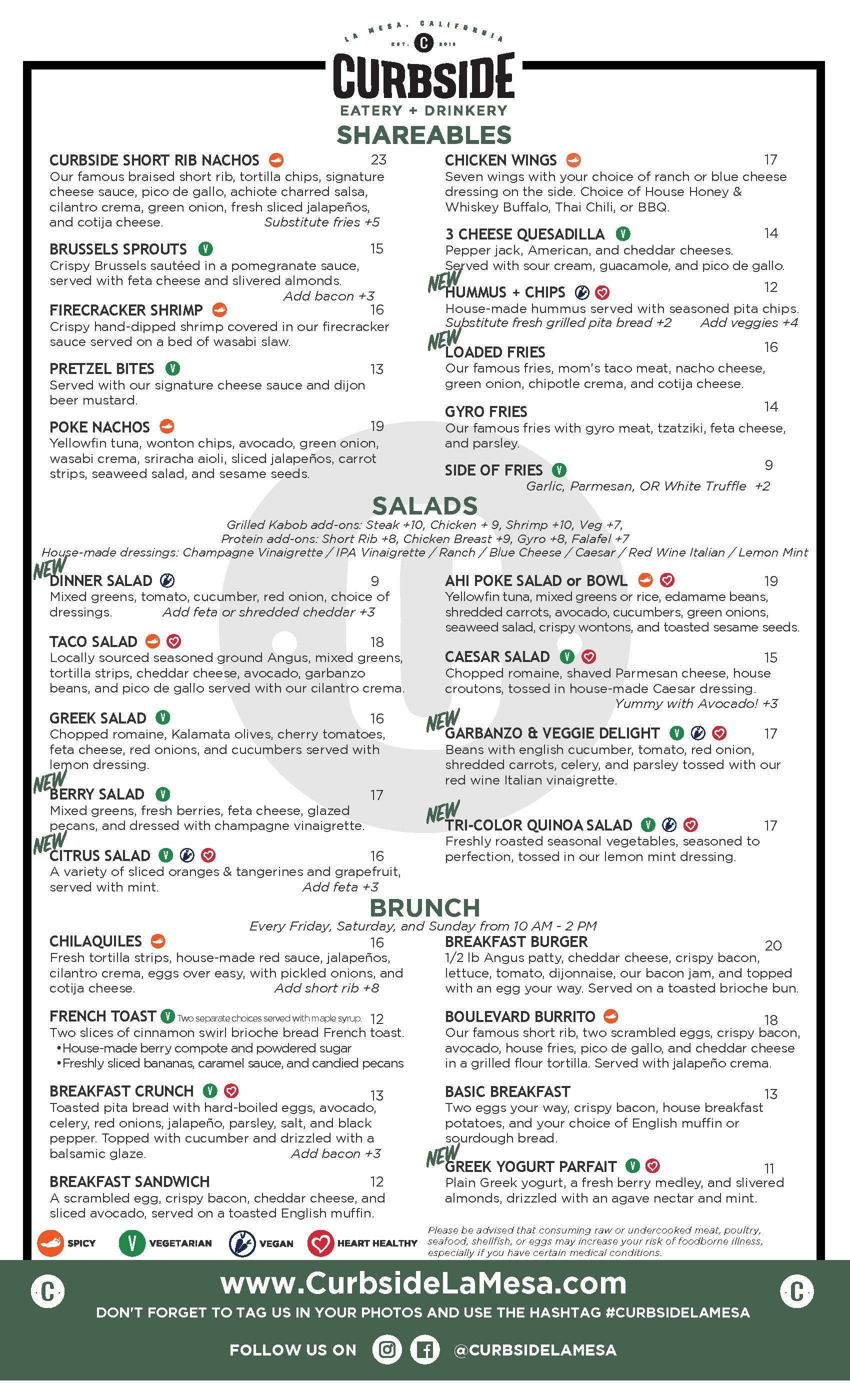 A menu for a restaurant with a lot of food on it.