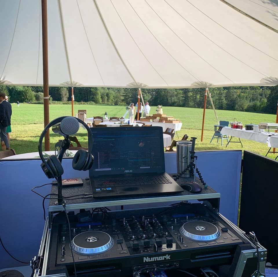Mix It Up! Providing dj services at a wedding all set up and ready to go!