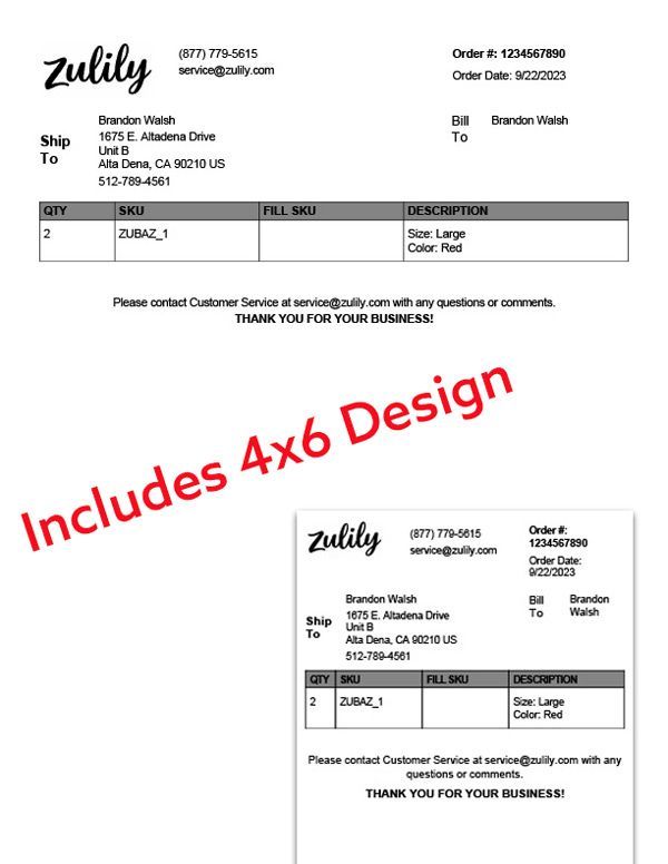 custom zulily shipstation packing slip for sale html css