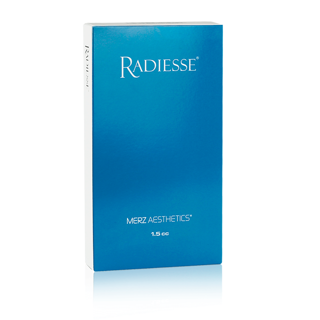 Two boxes of radiesse sit on a shelf