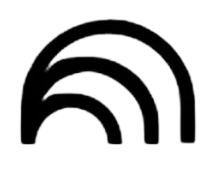 Three black, nested arcs, resembling a stylized rainbow.