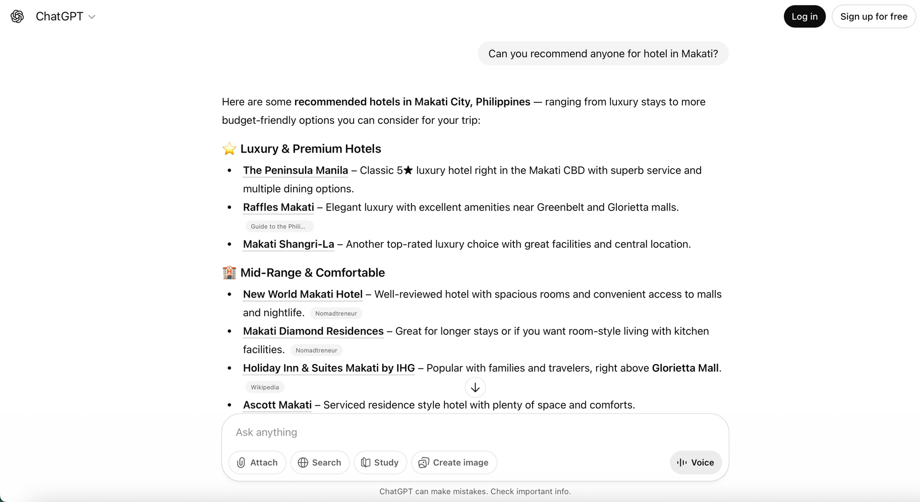 Text document with a list of items and bullet points, viewed on a white background.