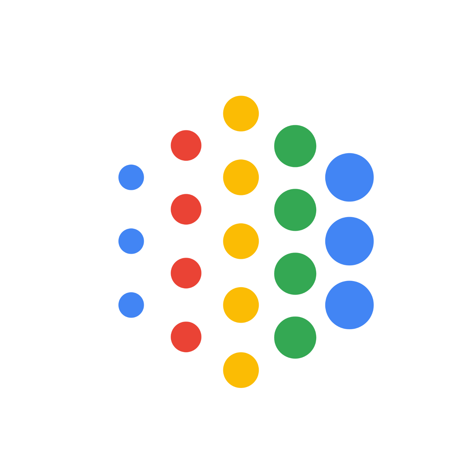 Hexagonal graphic with colorful circles in red, yellow, green, and blue.