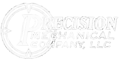 Logo for Precision Mechanical Company, LLC, with a circular compass design around the letter 