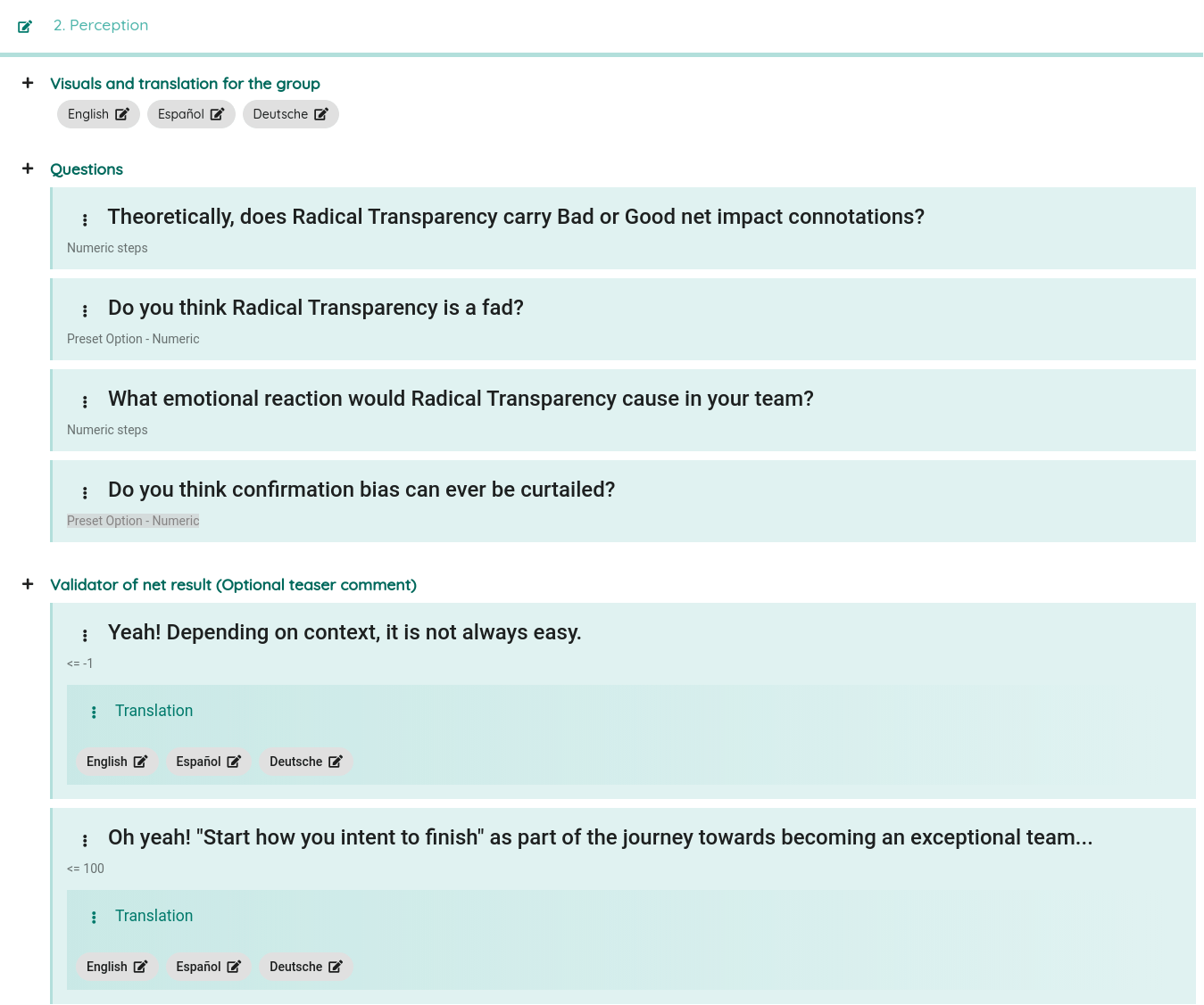 Neelix Survey Configuration - Group of Questions