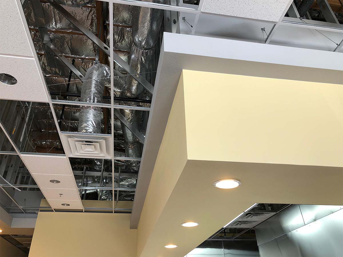 Ceiling And Plaster Bulkhead Construction In A Shop Fit-Out In Cairns QLD