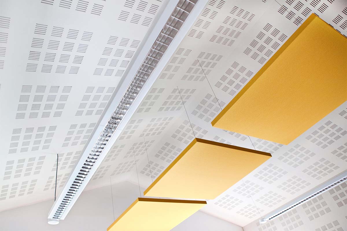 Commercial Acoustic Ceiling In An Auditorium