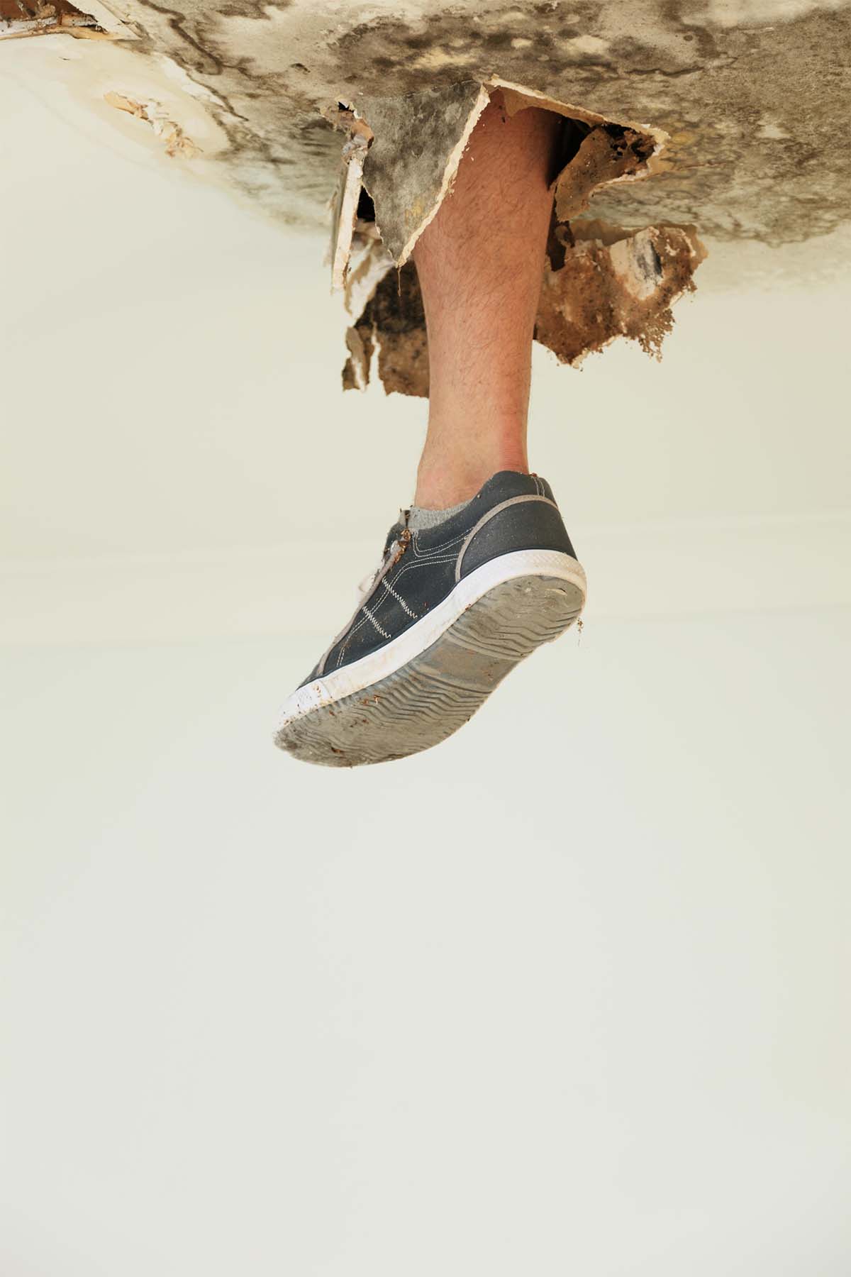 Foot Through Ceiling Requiring A Gyprock Repair