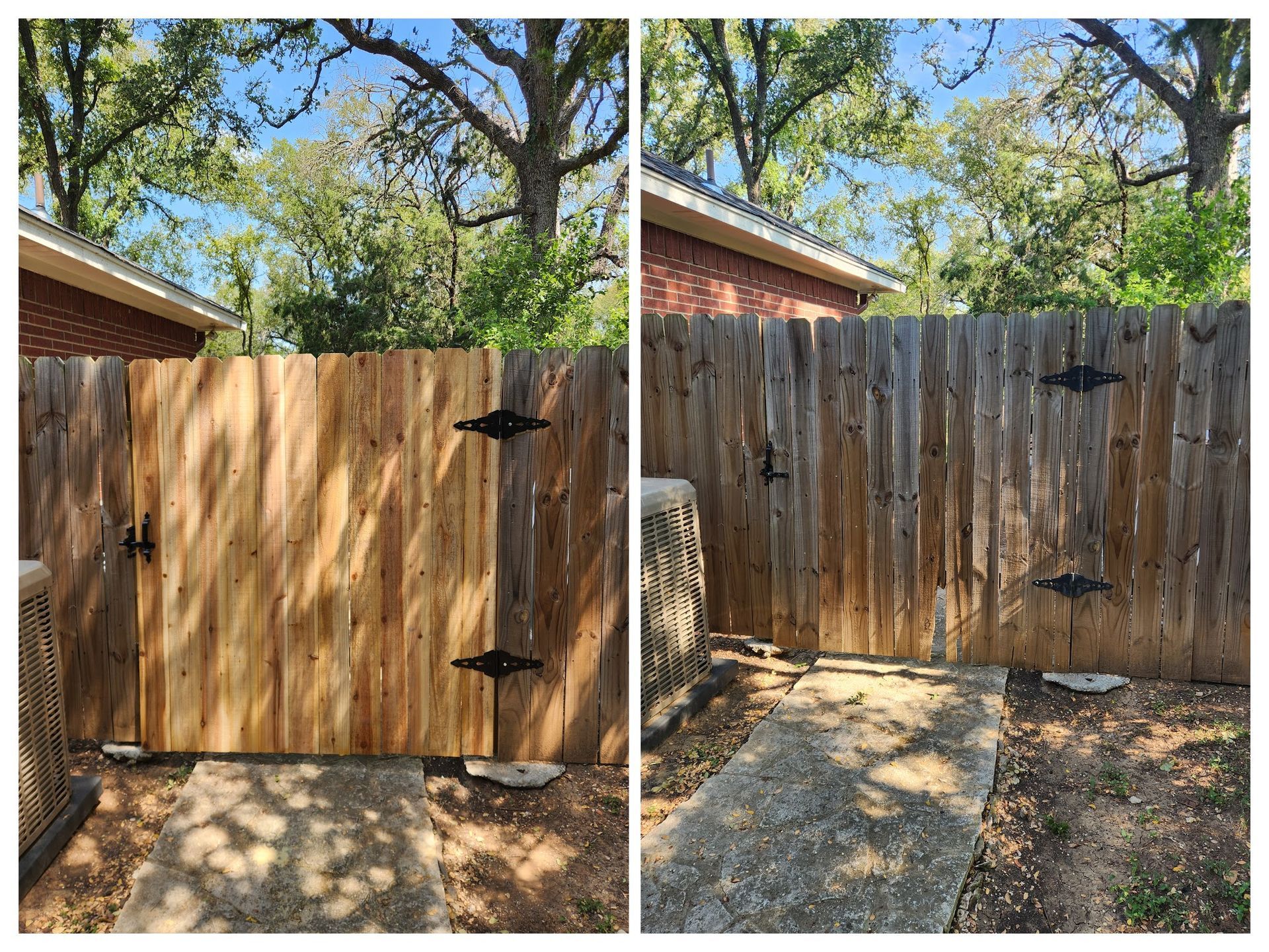 A wooden fence with a gate attached to it.