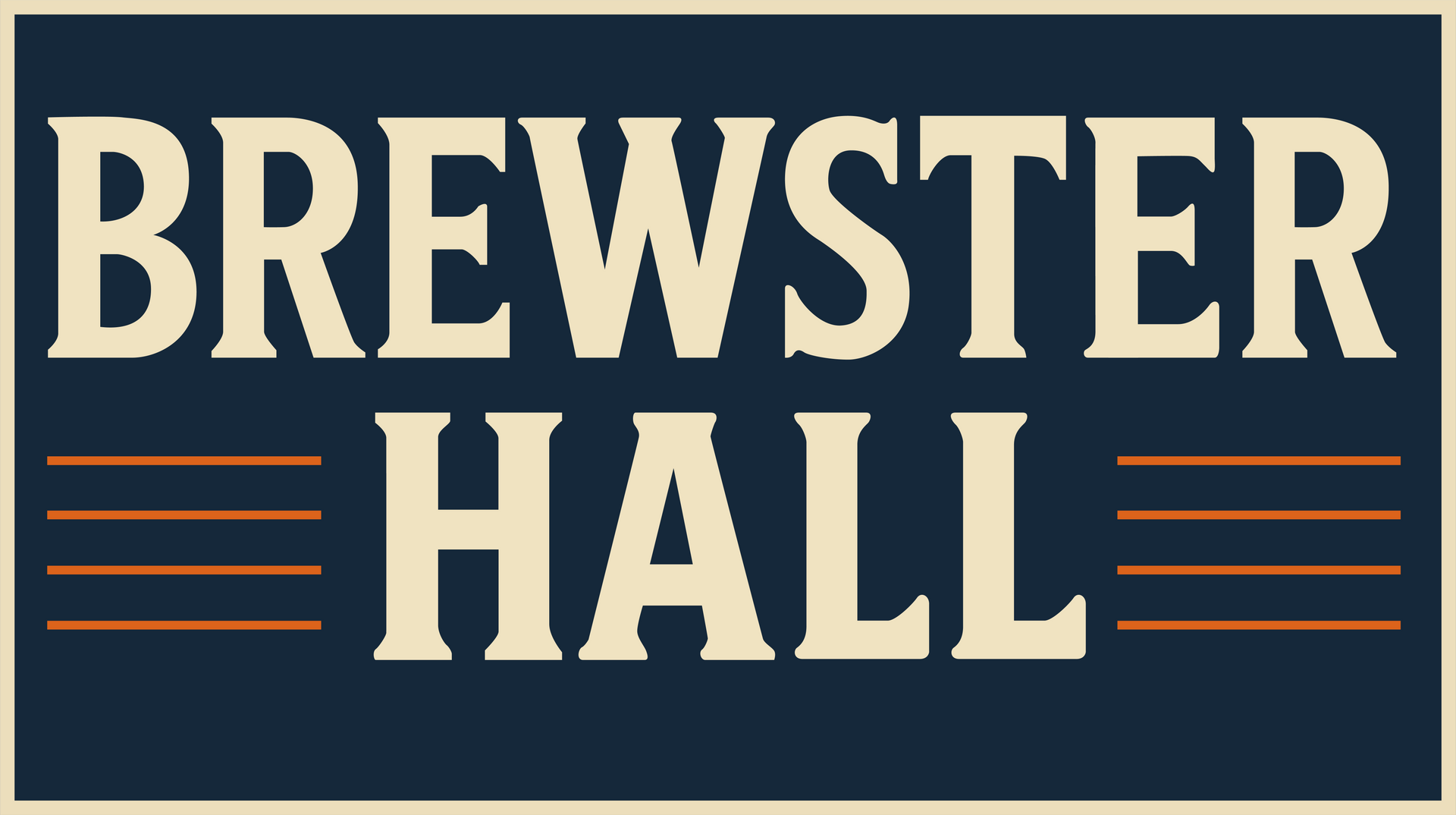 Brewster Hall logo with a red brick building and blue background.