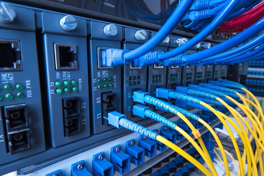 Fiber Optic Equipment In A Data Center — Electrical Contractors in Grafton, NSW