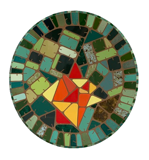 Een kleurrijk mozaïek met een ster in het midden