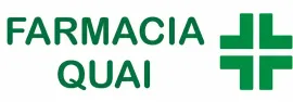 Logo verde “FARMACIA QUAI” con l’icona di una croce da farmacia su sfondo bianco.