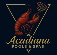 Logo: Red crawfish holding a net above the text