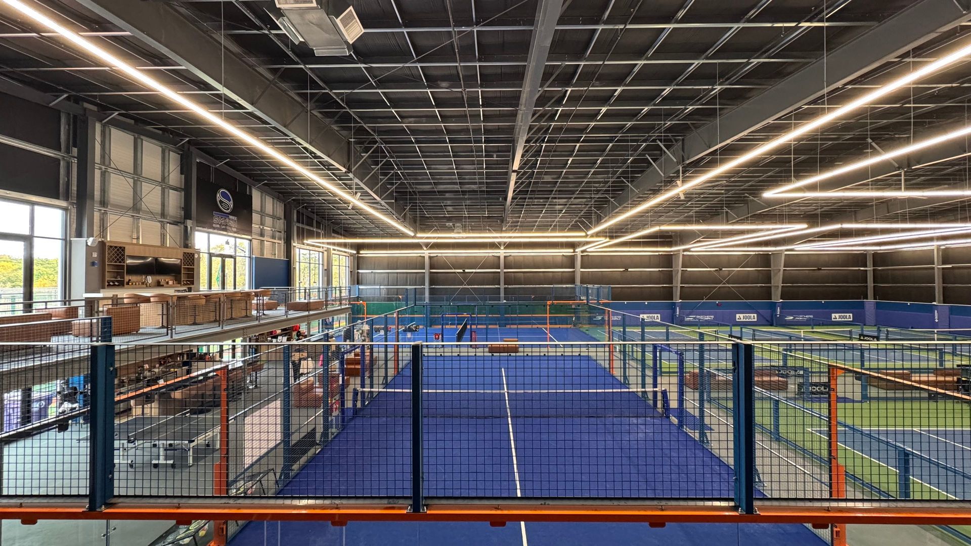 Promotional graphic: Connecticut, the next padel and pickleball hotspot, with cityscape and sports equipment on a court.