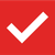 White check mark on a red square.