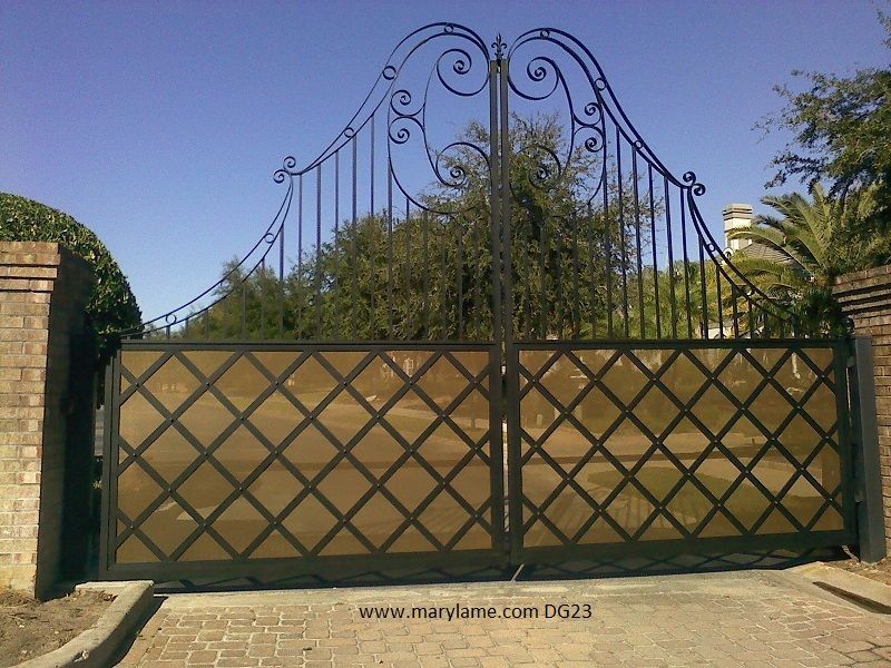 A wrought iron gate with the website www.maryview.com on the bottom