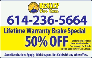 Brake Shops Near Me — Lifetime Warranty Brake Special Coupon in Bexley, OH