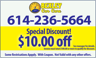 Special Discount Coupon — Bexley, OH — Bexley Car Care