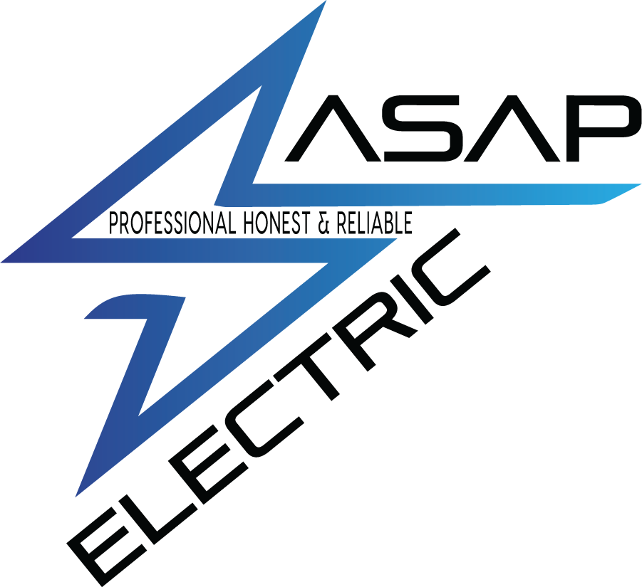 ASAP Electric logo: blue lightning bolt with 