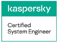 Kaspersky Certified System Engineer badge, green and white.