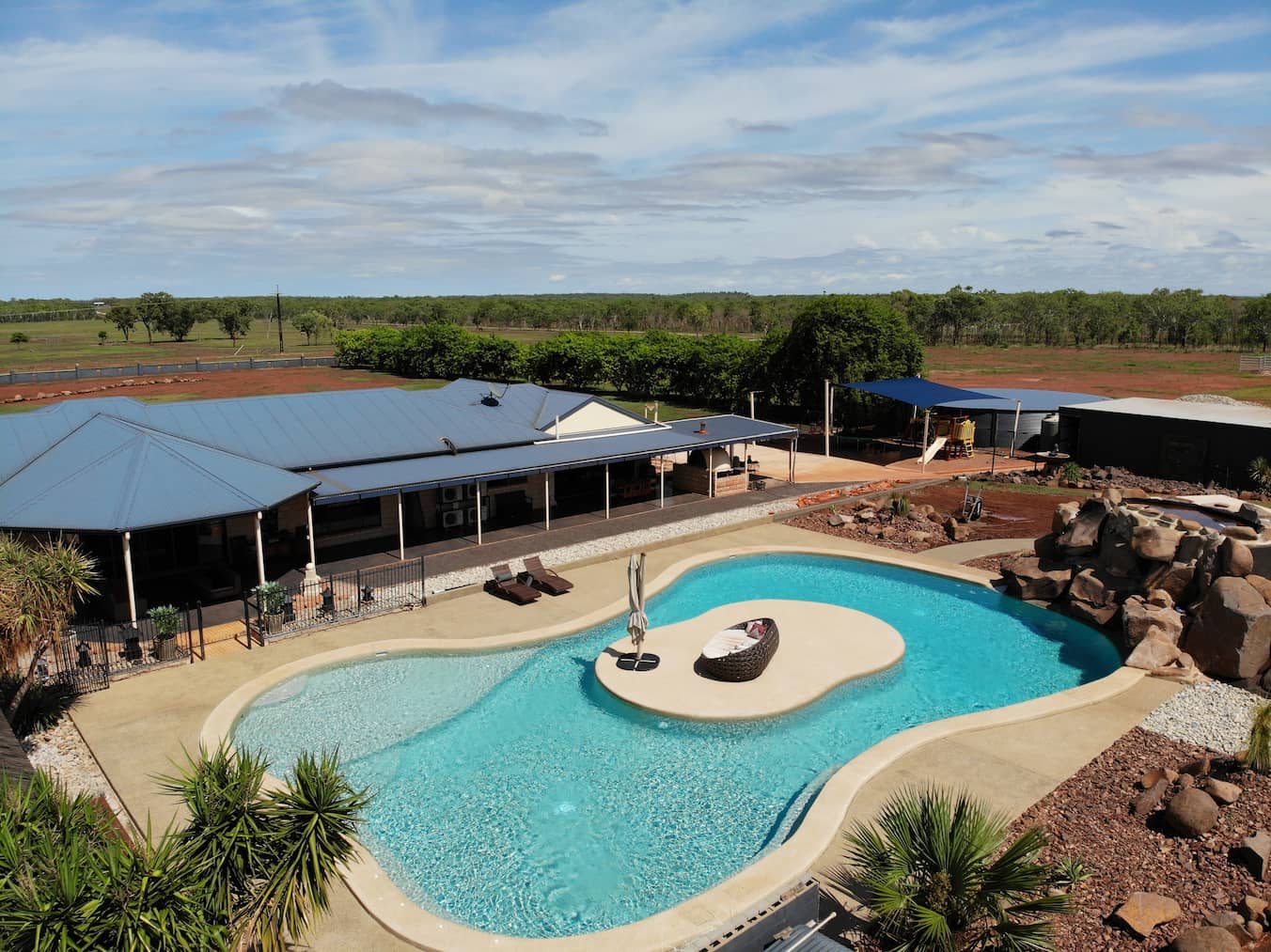 Aerial View of a New Build Swimming Pool — Pool Concepts in Howard Springs, NT
