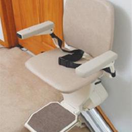 Aesthetically pleasing appearance and robust construction, the narrowest stair lift in the industry measuring only 11” when folded, comfortable seat, easy operating controls, safety sensors and removable key lock.