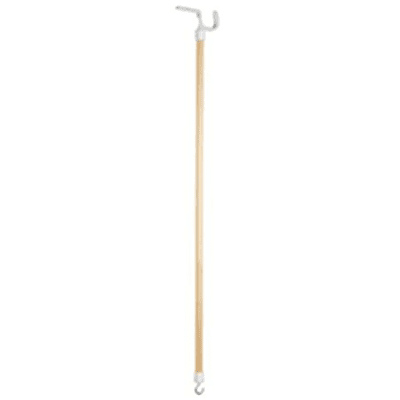 Adds 27 to an individual's reach, has two hooks for picking up items, assists with dressing or undressing, great to use for those with limited dexterity of use of only one hand.
