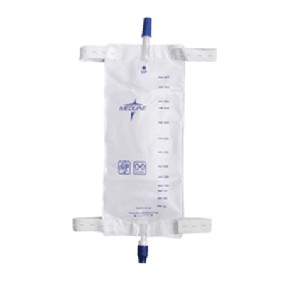 Sturdy leg bags with comfort strap, twist valve drainage port, latex-free to prevent allergic reactions, provides a sterile fluid pathway, holds up to 32 ounces