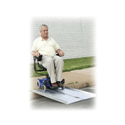 Suitcase ramps have an easy to fold design for simple storage and transport. A great option for wheelchair, walkers, and scooter users, the self adjusting bottom makes ramp to ground transfers easier and safer.