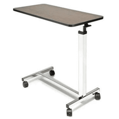 Convenient for those who need to spend most of their time lying in bed,  makes a situation more convenient by wheeling the table over the mattress for eating, reading or simply to rest anything on a flat surface.