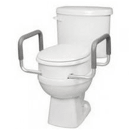 Designed for individuals who have difficulty sitting down or getting up from the toilet, allows the individual to use their existing toilet seat and lid, tool-free arms can be removed or added as needed, Round or Elongated!.