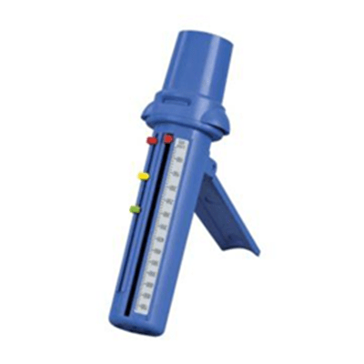 Used by a person with asthma to measure the amount of air that can be expelled from the lungs so they can initiate preemptive therapy, each meter is individually calibrated to ensure accuracy.