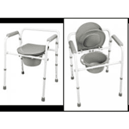 Can be used as a bedside commode, raised toilet seat or toilet safety frame , folds flat to less than 4