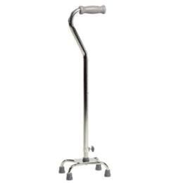 Quad Cane, the offset handle places the user's weight over the base for maximum balance and control.