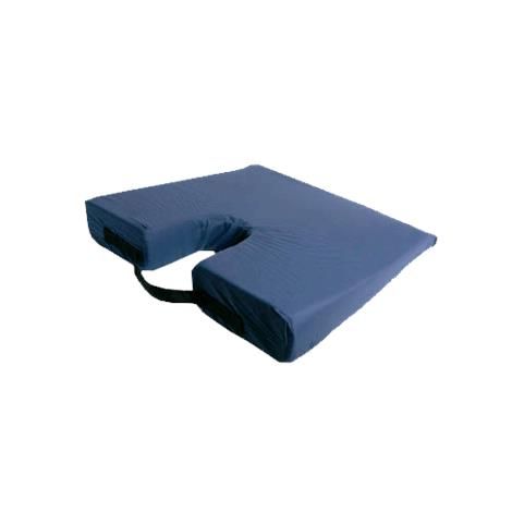 prevents sliding forward and helps to promote proper posture. Coccyx design removes pressure from coccyx area. It has removable and washable navy poly cotton cover.